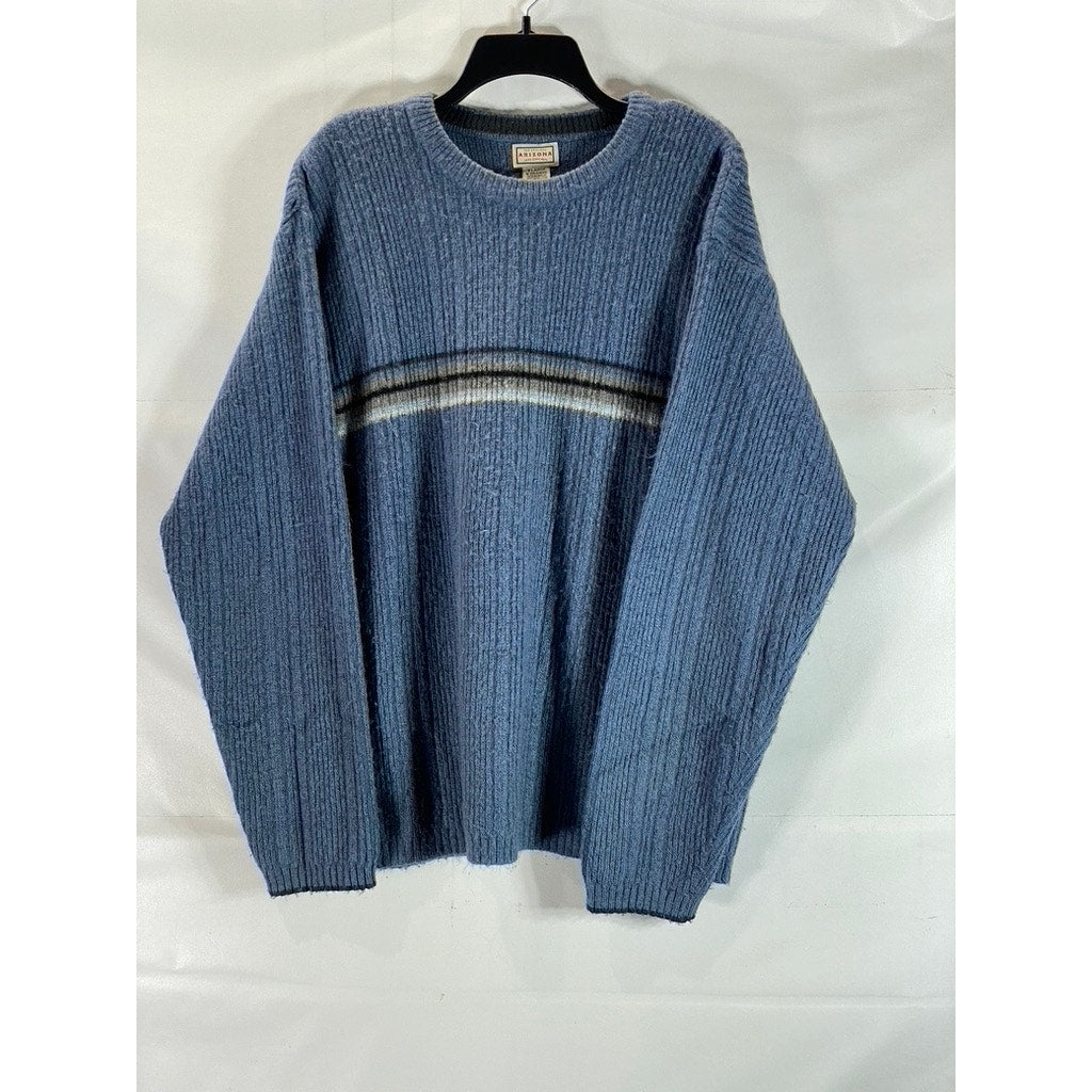 ARIZONA JEAN COMPANY Men's Blue Striped Vintage Crewneck Pullover Sweater SZ XL