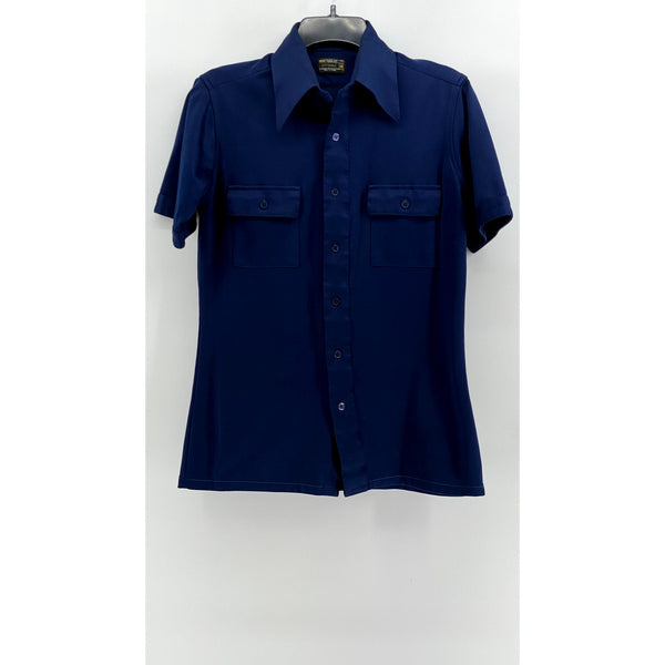 JCPENNY Men's Vintage Navy Button-Up Short Sleeve Shirt SZ M