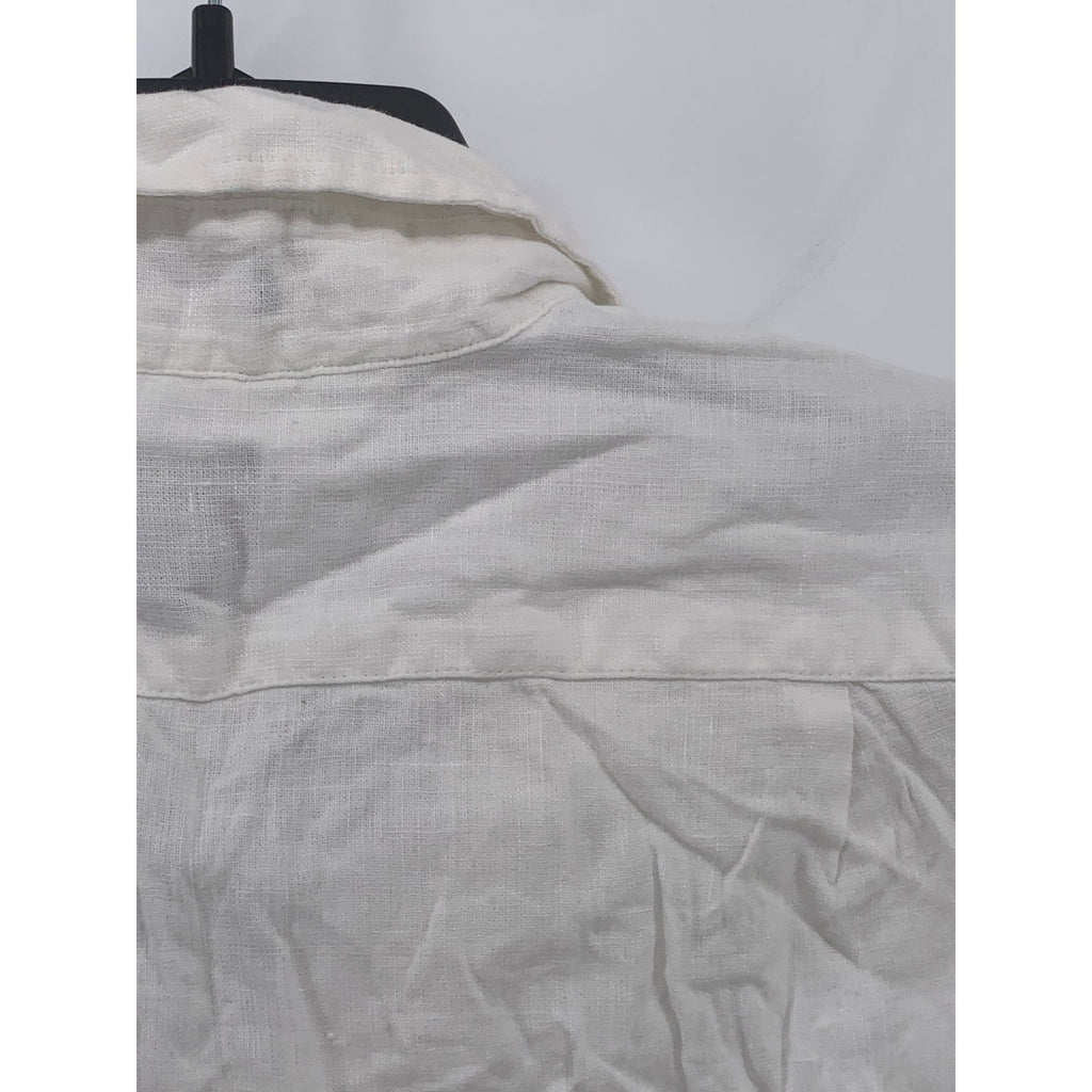 J.CREW Men's White Linen Blend Button-Up Short Sleeve Slim-Fit Shirt SZ S