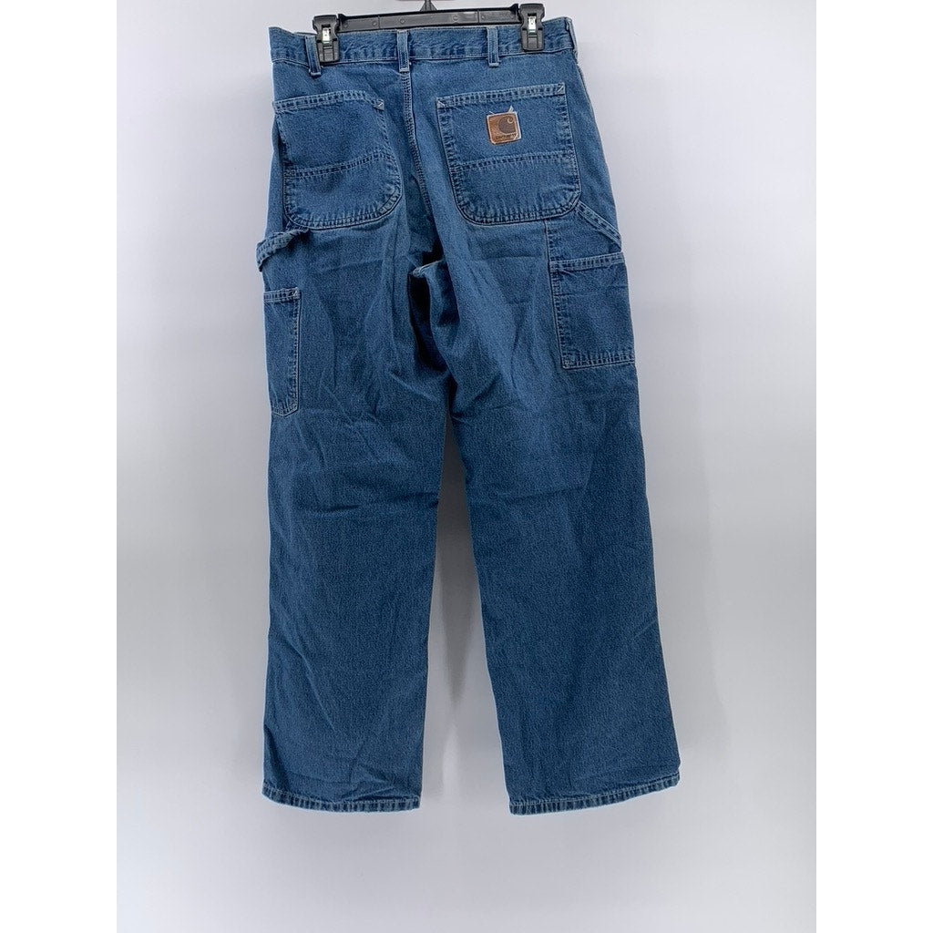 CARHARTT Men's Vintage Medium Wash Blue Denim Loose-Fit Carpenter Jeans SZ 32X30