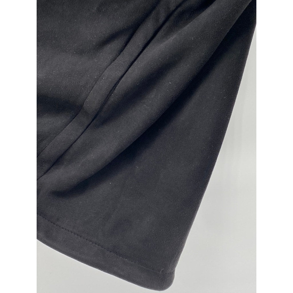 ZARA Men's Black Faux-Suede Pullover Half-Zip Long Sleeve Hooded Sweater SZ L-XL