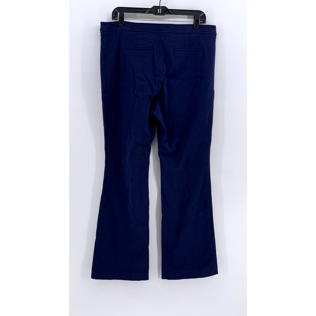 NINE WEST Women's Navy Solid Kick Flare High-Rise Pants SZ XL