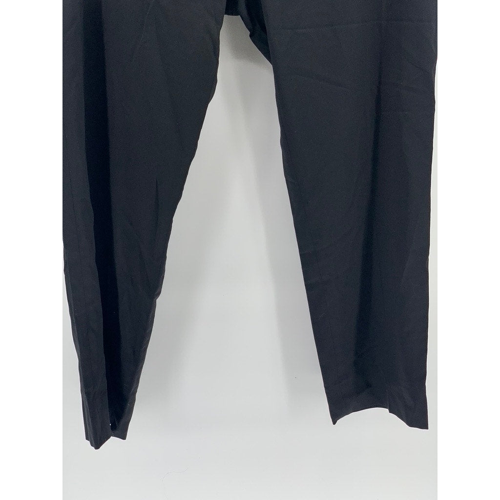 UNBRANDED Men's Black Solid Flat Front Straight-Leg Regular Fit Pants SZ 46