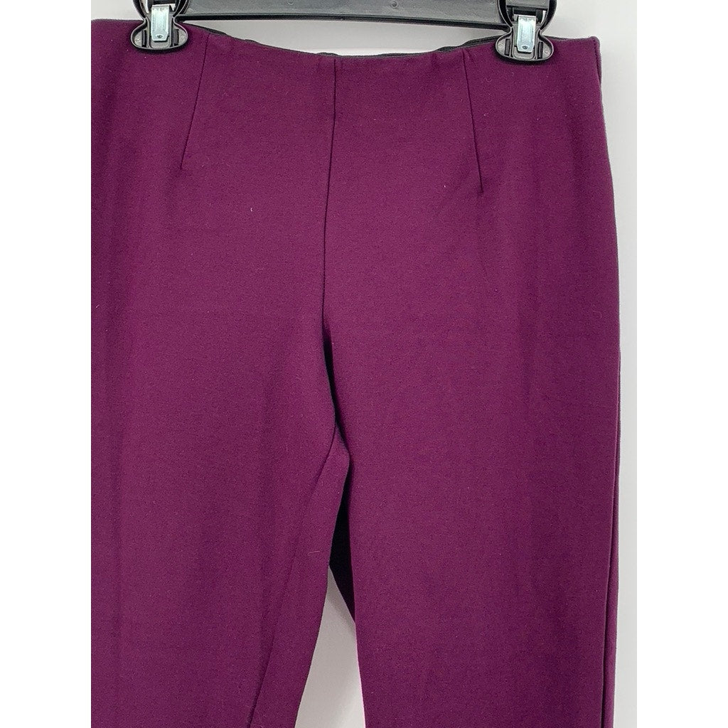 CALVIN KLEIN Women's Burgundy Solid Pull-On Ankle Pants SZ 10
