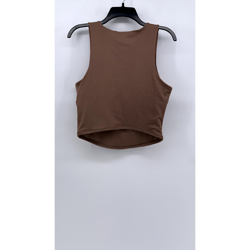 ALMOST FAMOUS Women's Brown Scoop-Neck Sleeveless Crop Top SZ L