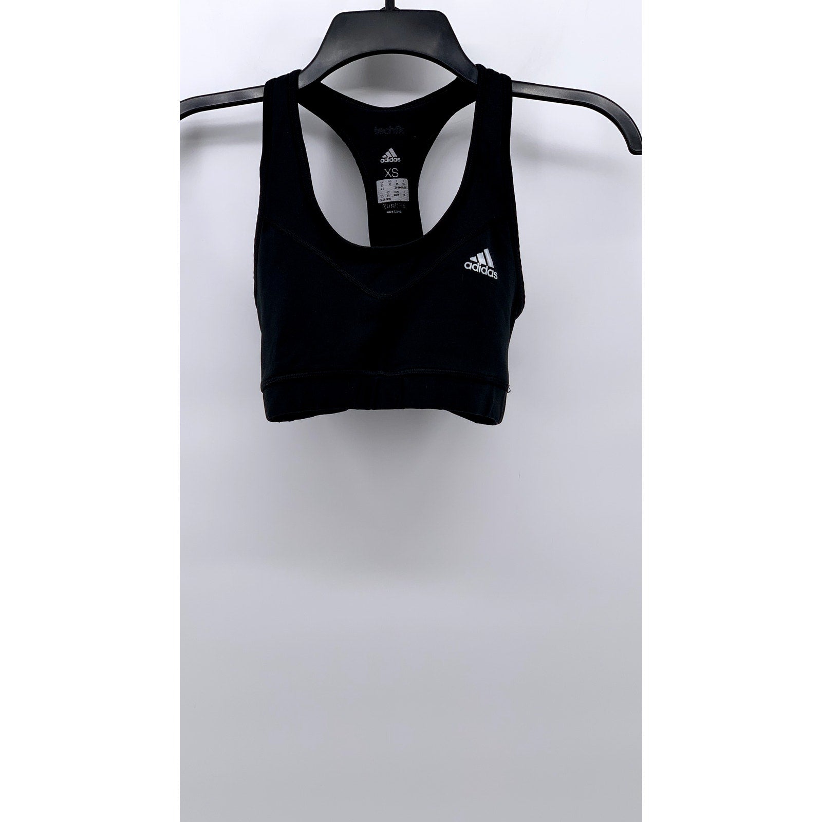 ADIDAS Women's Black Logo Techfit Climalite Sports Bra SZ XS