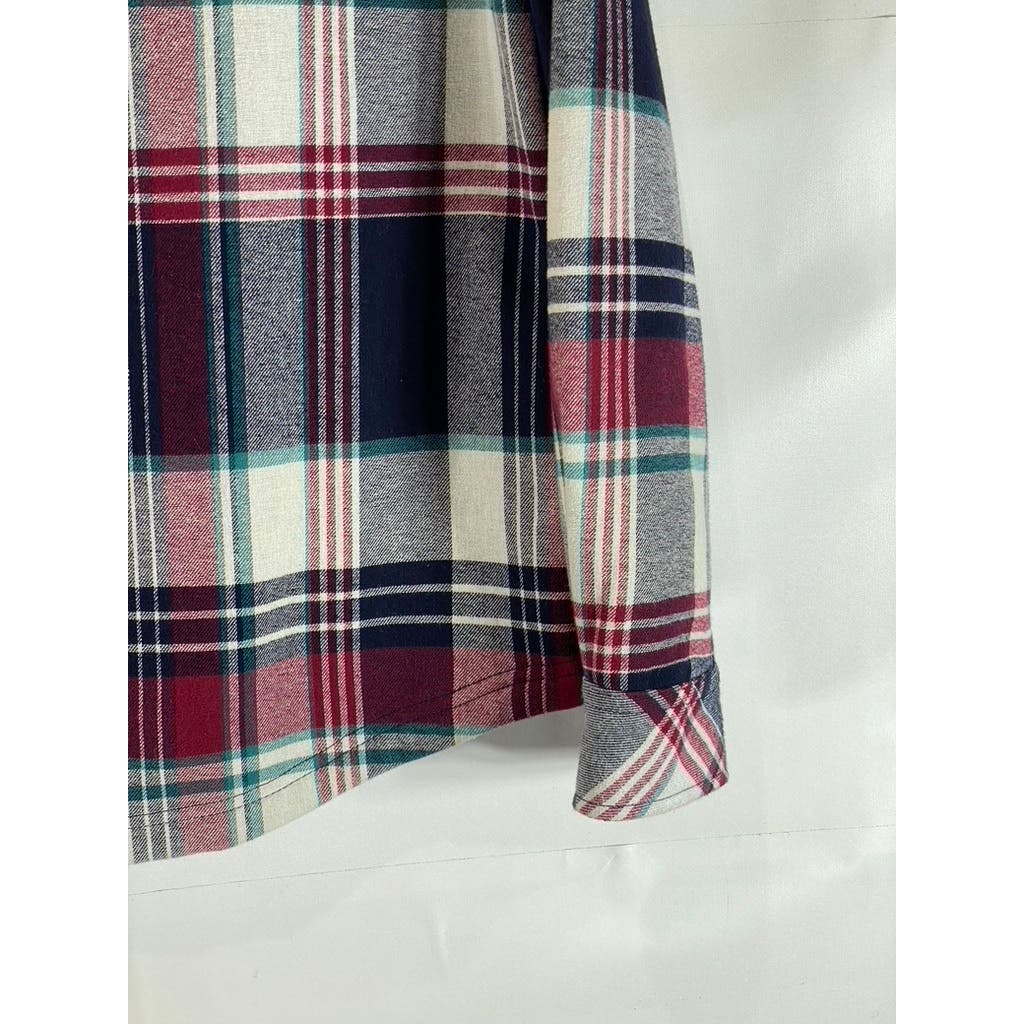 ORVIS Women's Red/Navy Plaid Fleece Lined Flannel Pinnacle Shirt Jacket SZ S