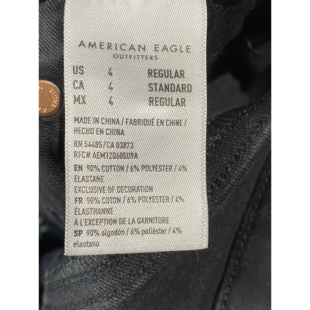 AMERICAN EAGLE Women's Black Distressed Skinny-Fit Denim Jean SZ 4/Regular