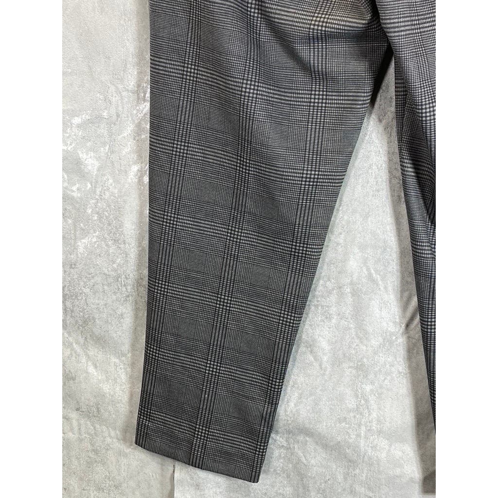 SELECTED HOMME Men's Charcoal Plaid Slight Tapered Jersey Cropped Pants SZ XL