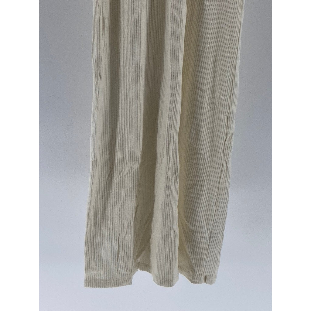 SILENCE+NOISE Women's Off-White Scoop-Neck Ribbed Racerback Midi Dress SZ XS