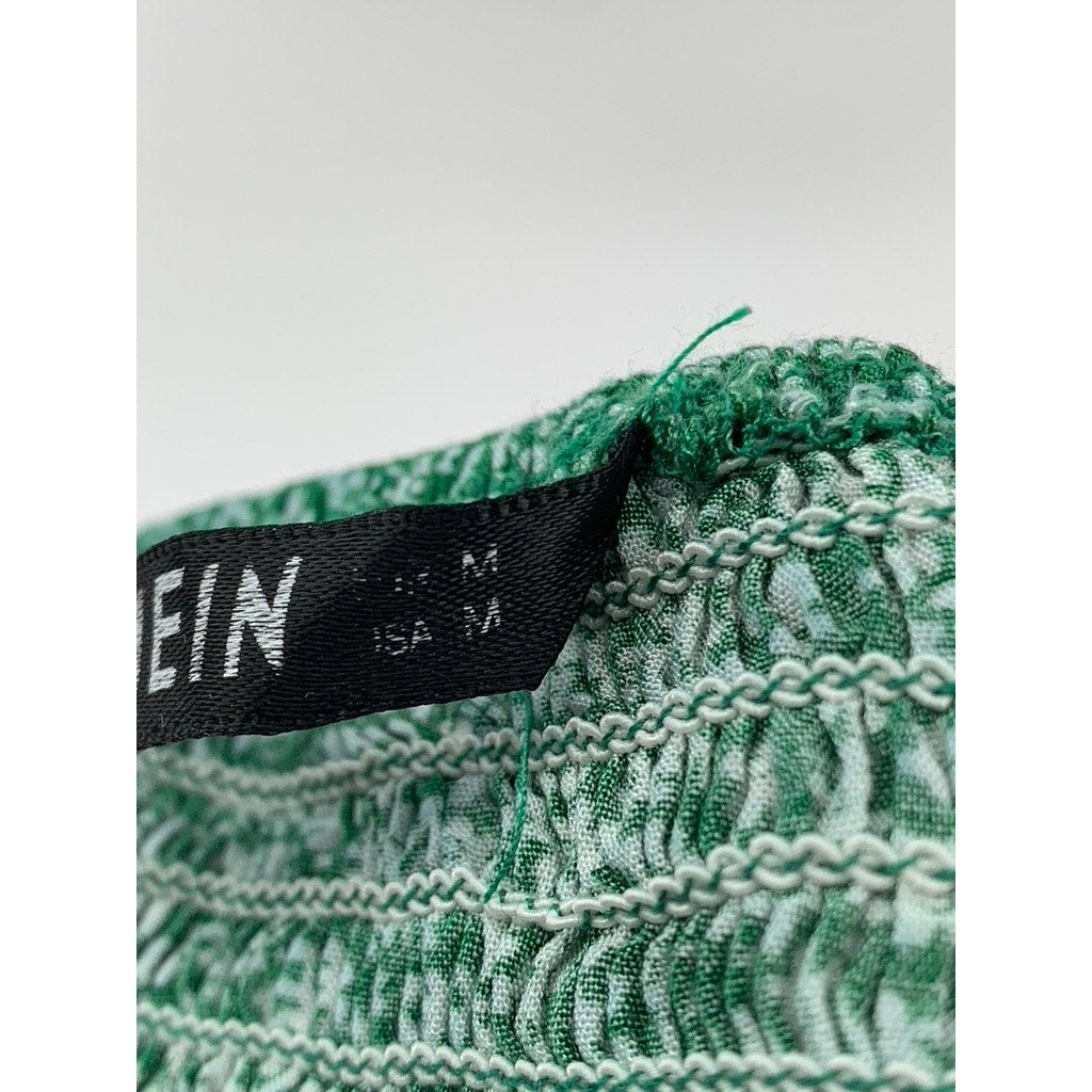 SHEIN Women's Green Ditsy Floral Smocked Tie Spaghetti Strap Cropped Top SZ M