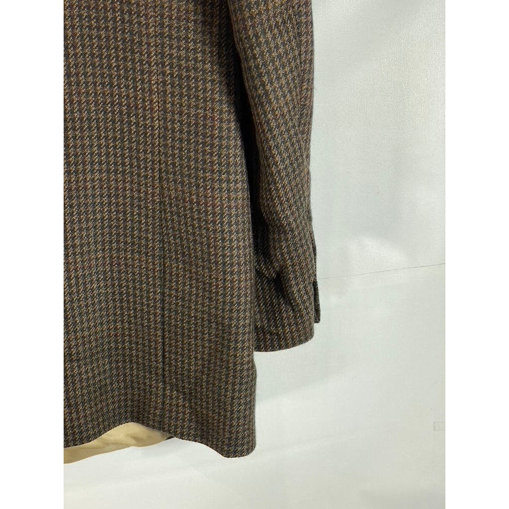 OSCAR DE LA RENTA Men's Brown Vintage Printed Two-Button Wool Blazer SZ 46L