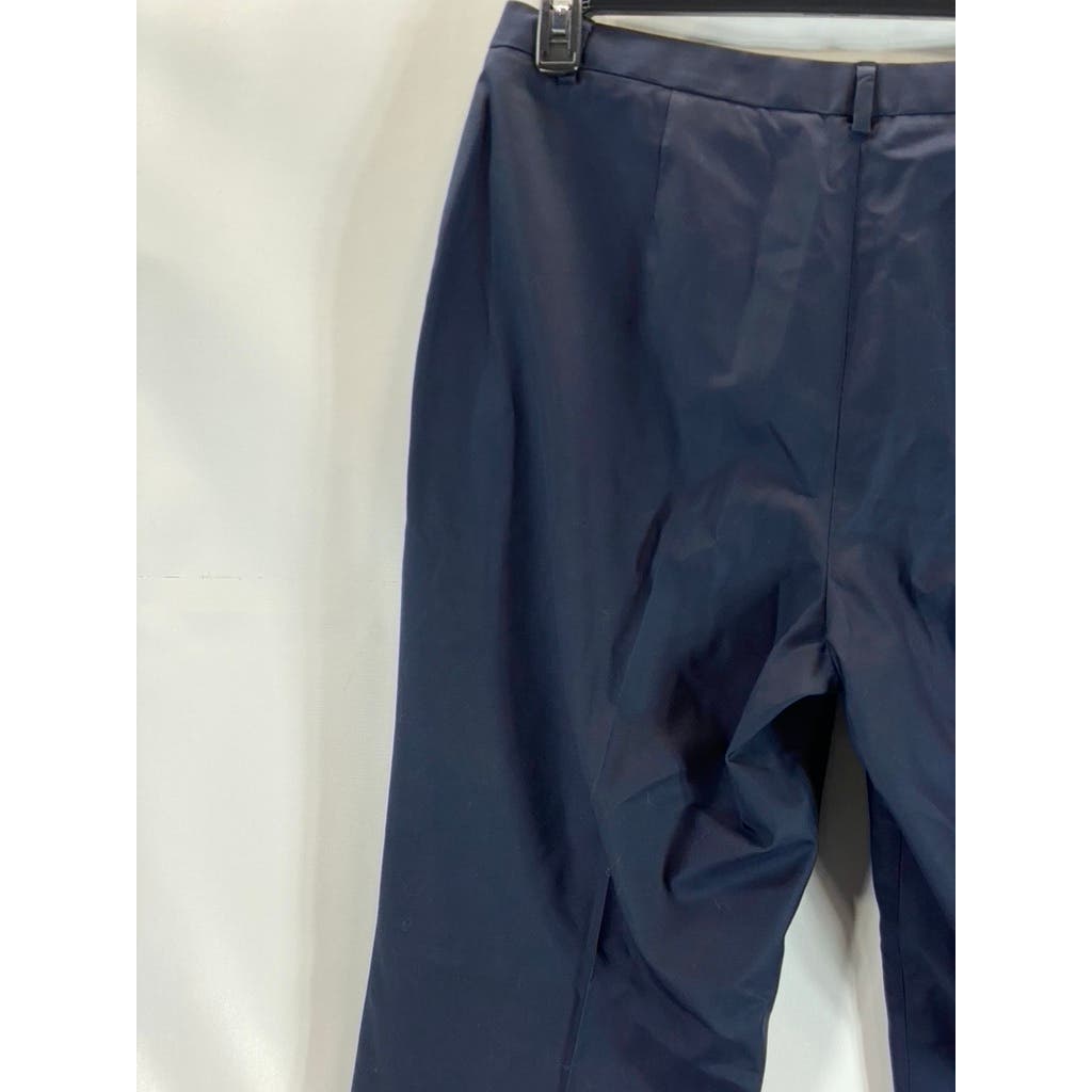 BROOKS BROTHERS 346 Women's Navy Stretch Flat Front Wide-Leg Trousers SZ 16