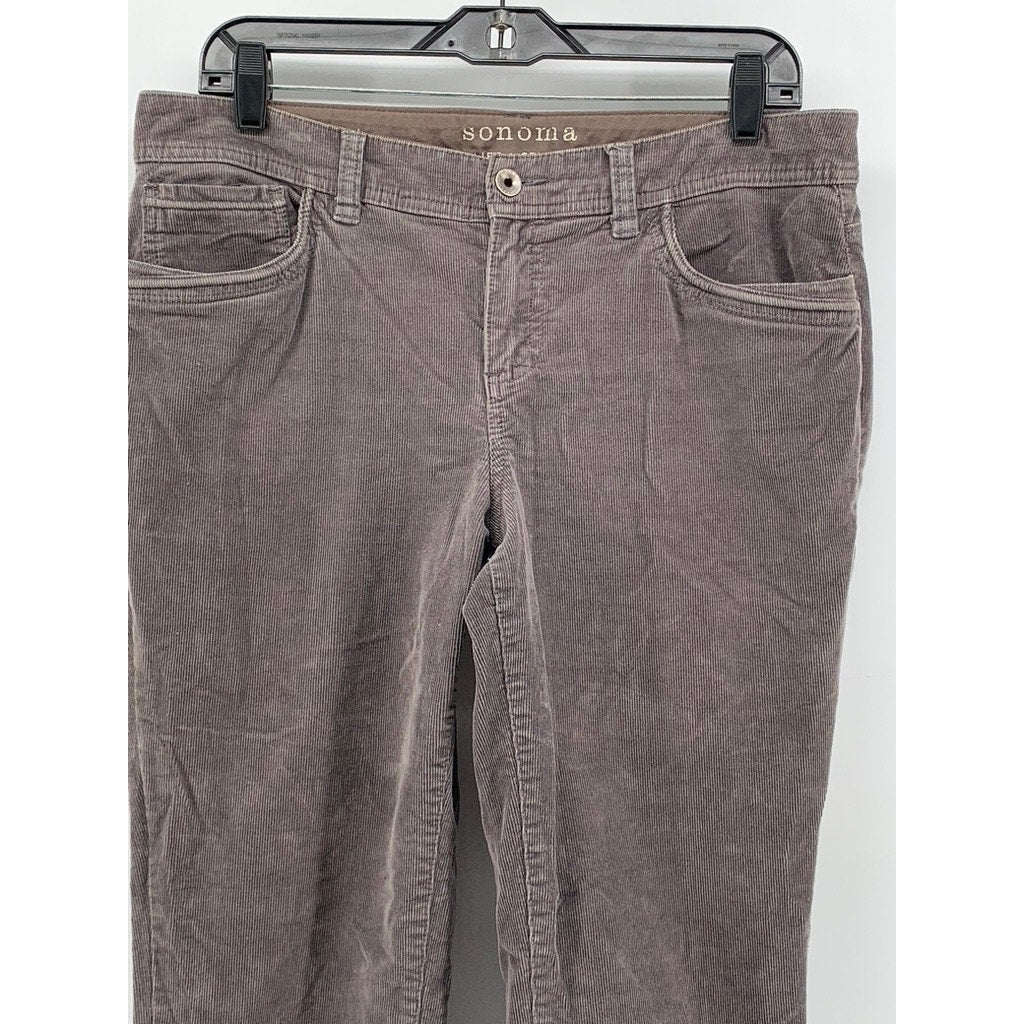 SONOMA LIFE+STYLE Women's Gray Corduroy Straight Leg Modern Fit Pants SZ 10