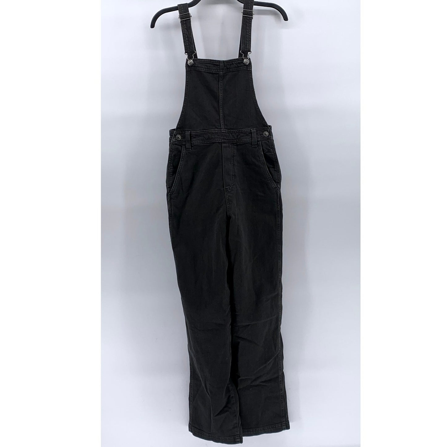 AERIE Women’s Black Denim Adjustable Strap Straight-Leg Overalls SZ XS