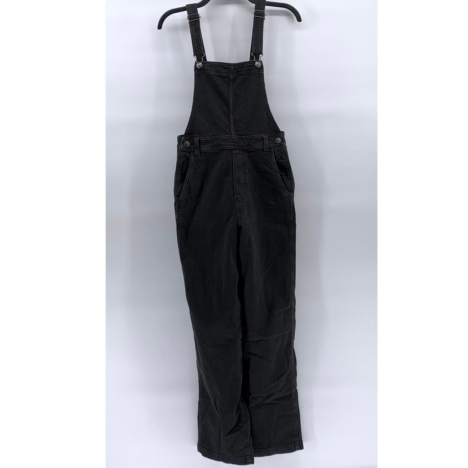 AERIE Women’s Black Denim Adjustable Strap Straight-Leg Overalls SZ XS