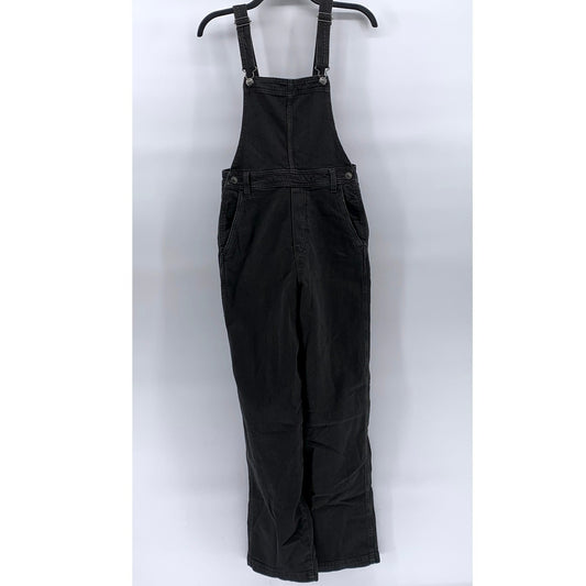 AERIE Women’s Black Denim Adjustable Strap Straight-Leg Overalls SZ XS