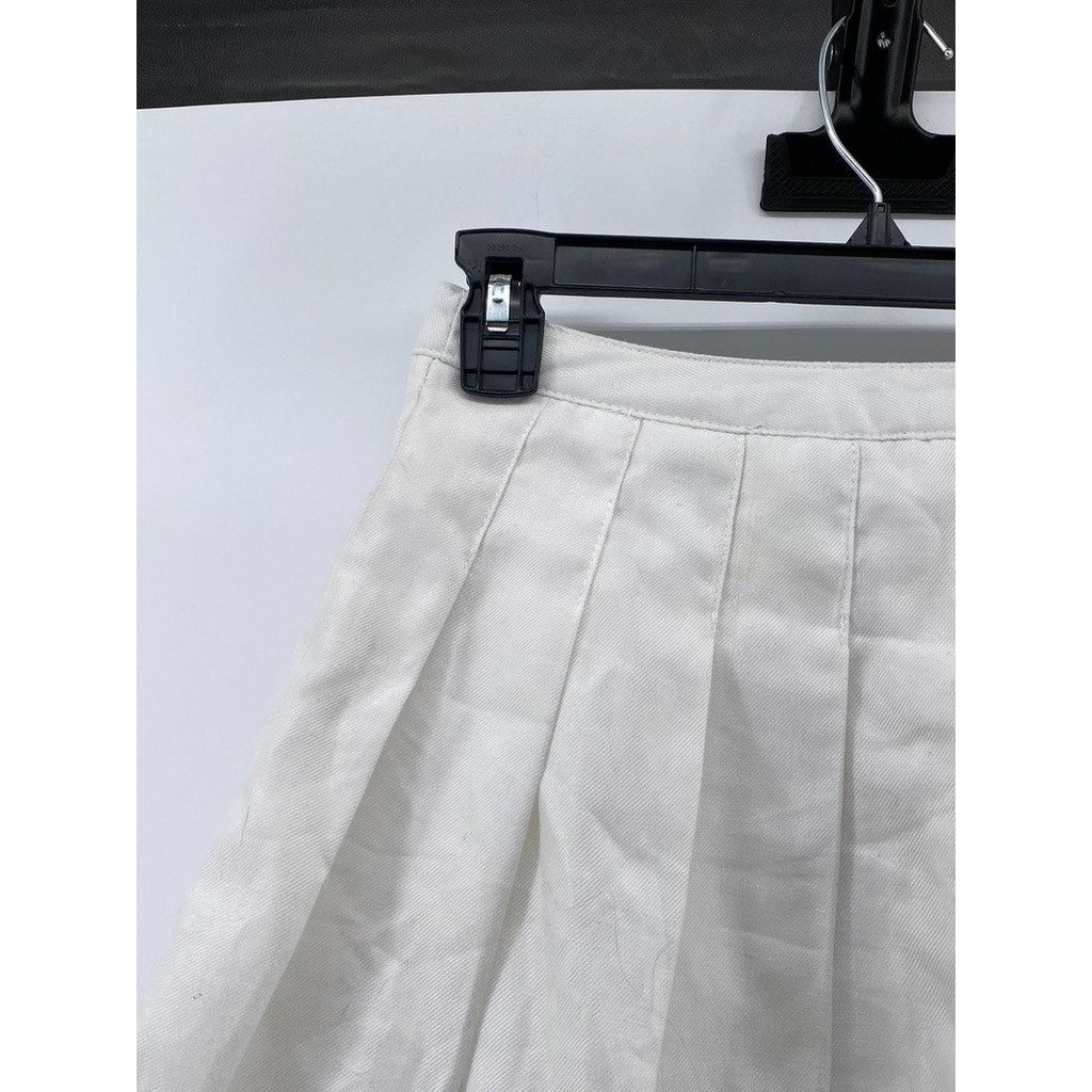 FOREVER 21 Women's White Pleated A-Line Mini Tennis Skirt SZ S