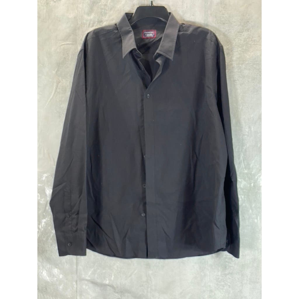 UNTUCKIT Men's Black Solid Carter Button-Up Long Sleeve Shirt SZ 2XL