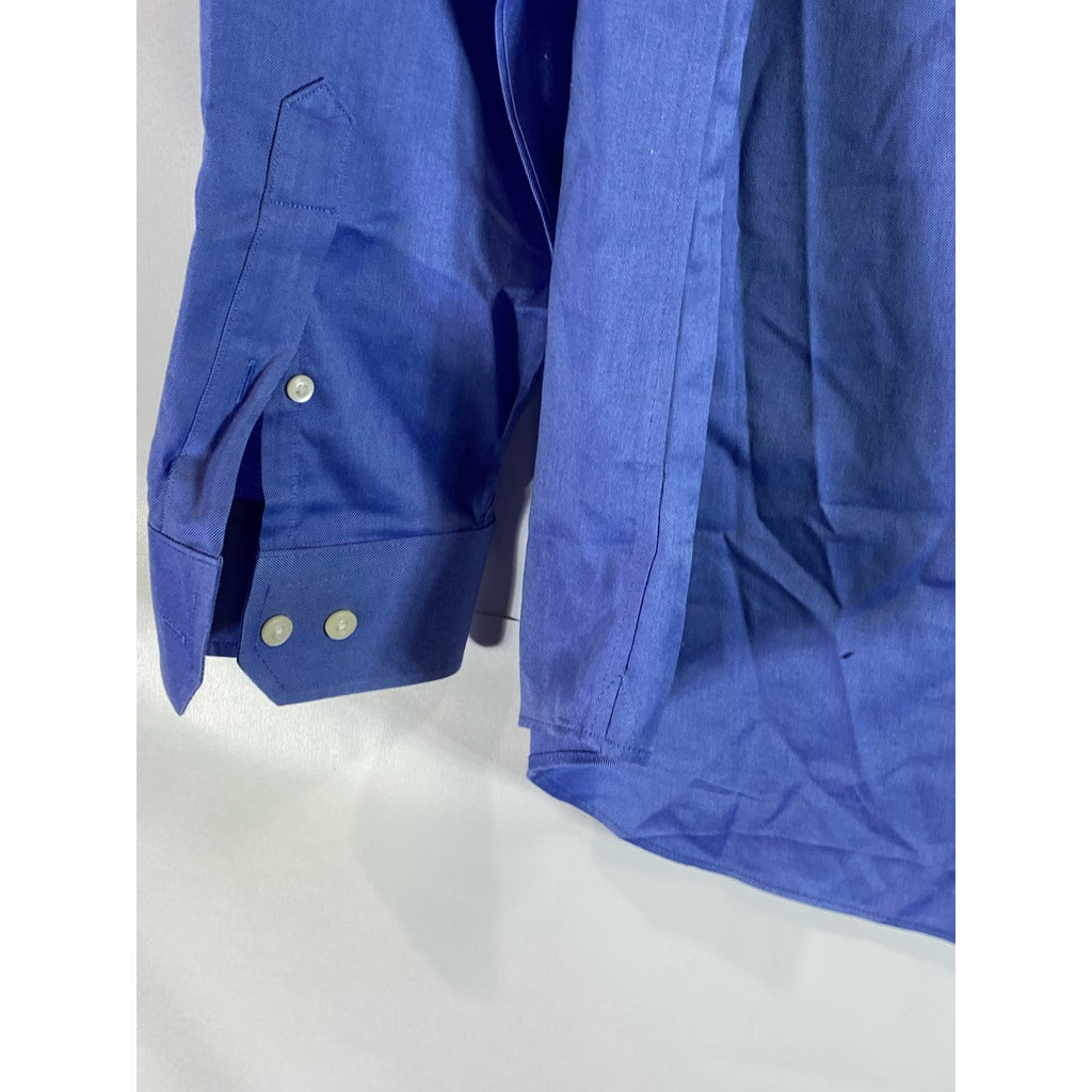 BANANA REPUBLIC Men's Blue Non-Iron Classic-Fit Button-Up Long Sleeve Shirt SZ L