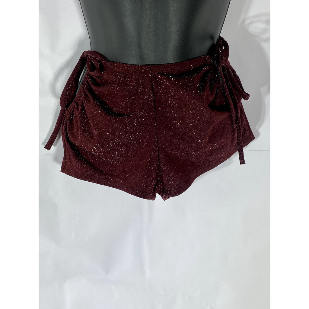 SAVAGE X FENTY Women’s Red Cocoa Metallic Cutout Tie-Waist Booty Shorts SZ XS
