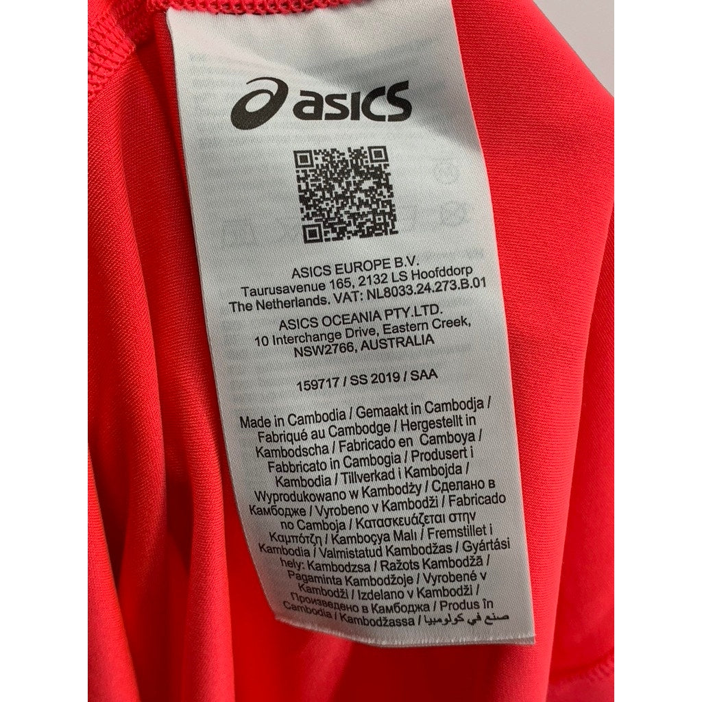 ASICS Women's Neon Orange Crewneck Short Sleeve Active Top SZ M