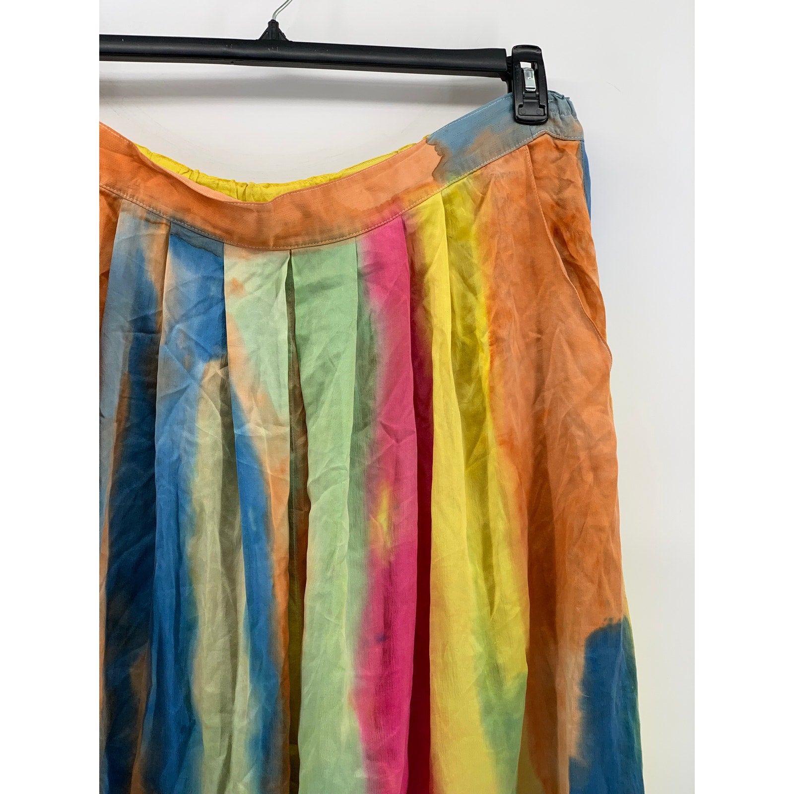 UNBRANDED Women's Plus Multicolor Pleated Lightweight A-Line Midi Skirt SZ 1X