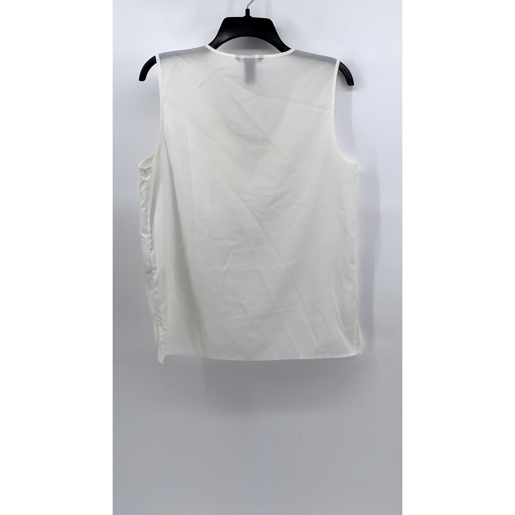 H&M Women's White V-Neck Sleeveless Top SZ 10