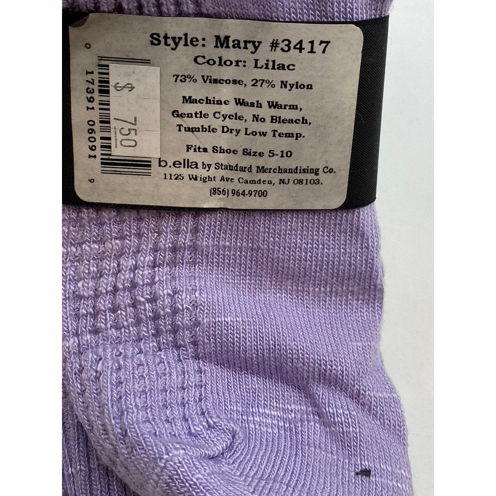 B.ELLA Women's Lilac Purple Knit Cotton-Blend Striped Mary Crew Socks SZ OS
