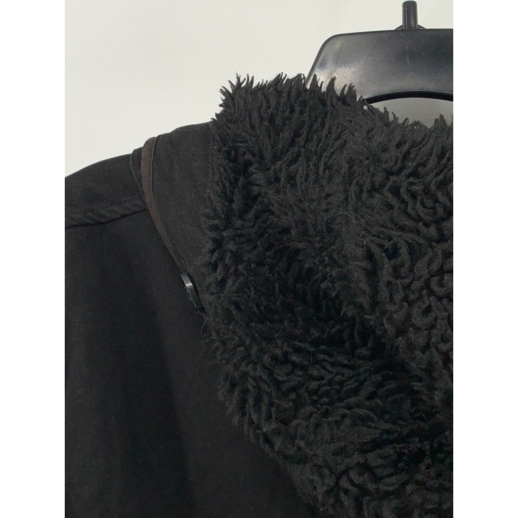 SATURDAYS SURF NYC Men's Black Faux Fur Parka Jacket SZ S