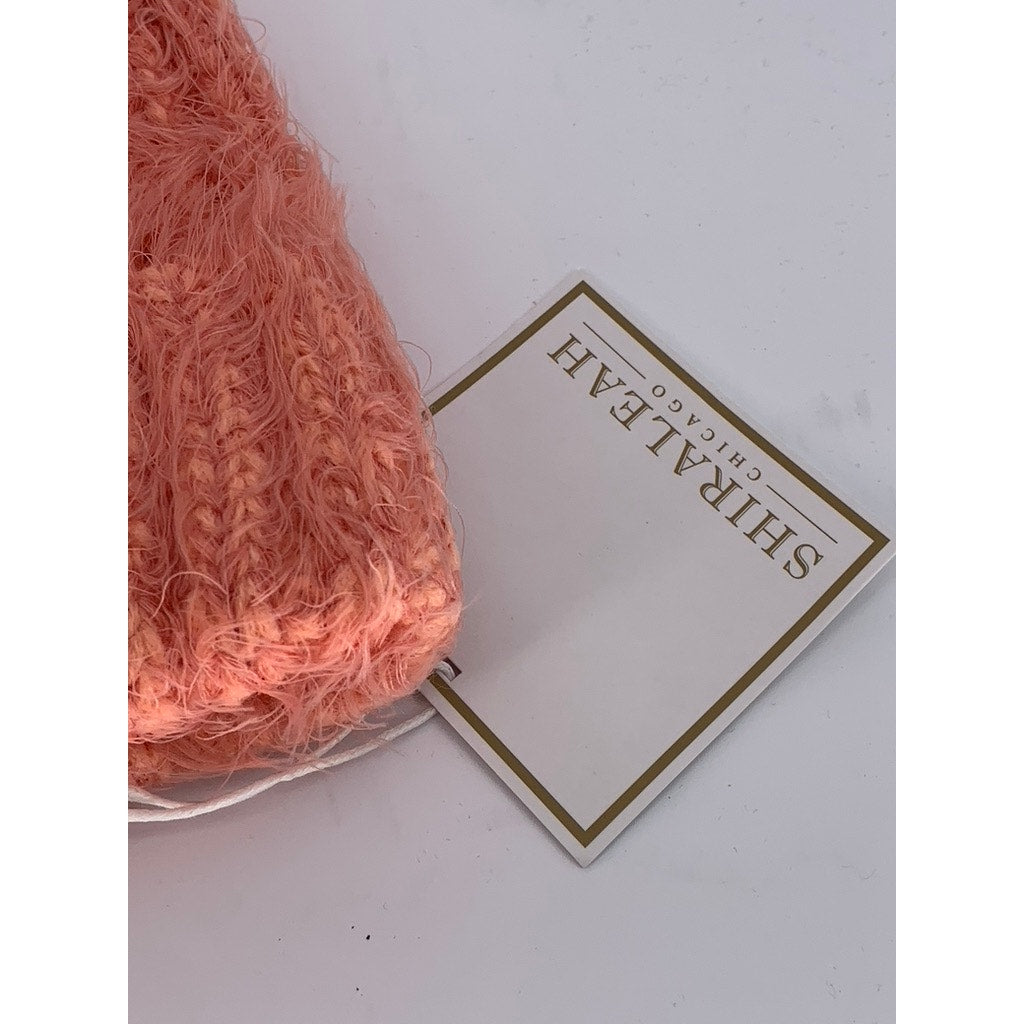 SHIRALEAH Chicago Women's Peach Knit Pom-Pom  Fuzzy Bailey Beanie SZ OS
