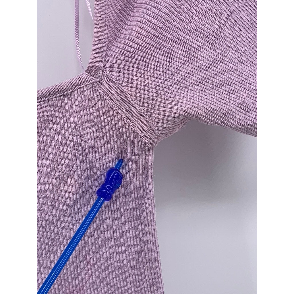 ZARA KNIT Women's Lilac Ribbed Crop Top SZ S