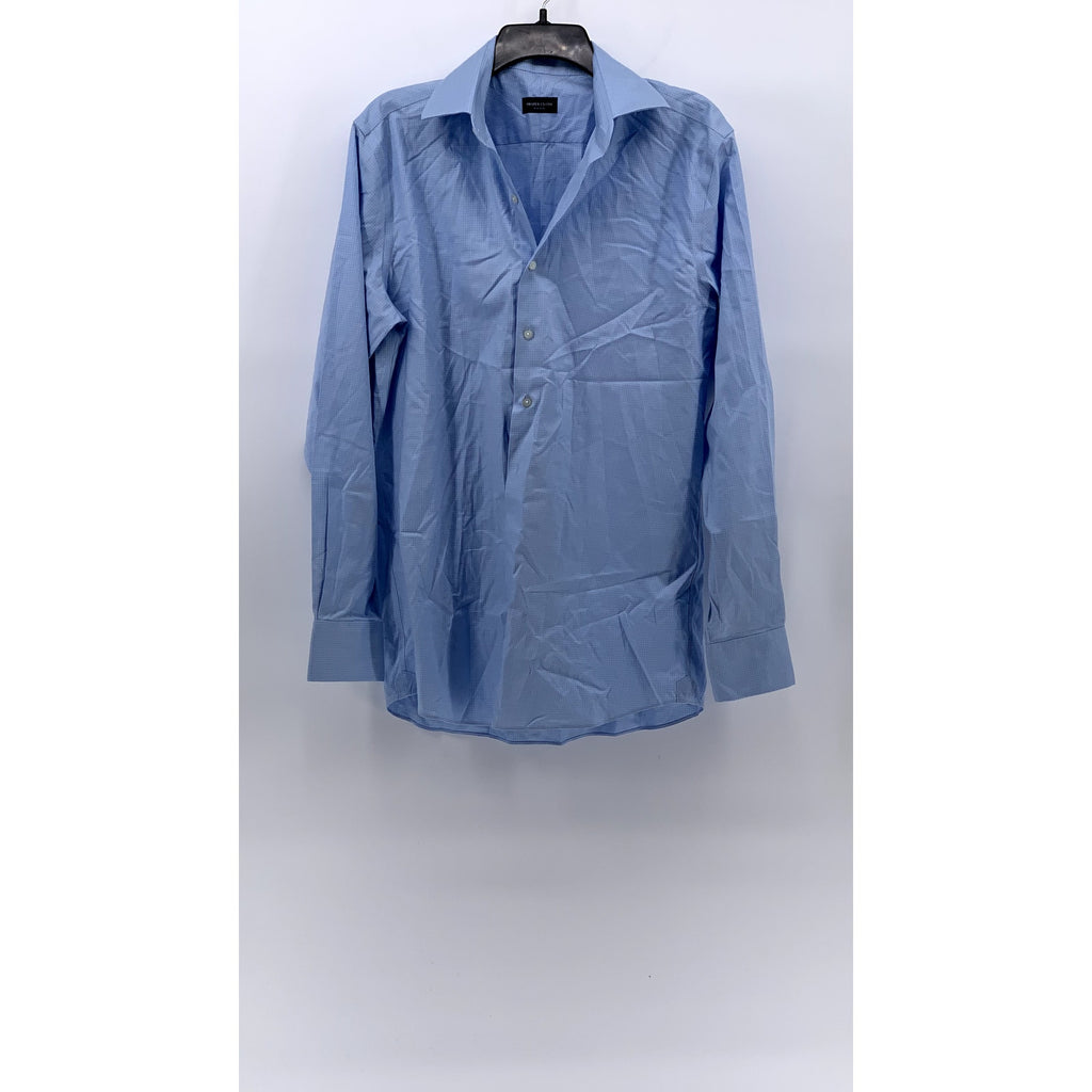 PROPER CLOTH Men's Light Blue Gingham Regular-Fit Long Sleeve Shirt SZ 16