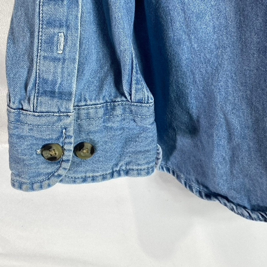 ULTRACLUB Men's Blue Cypress Denim Long Sleeve Button-Up Shirt SZ L