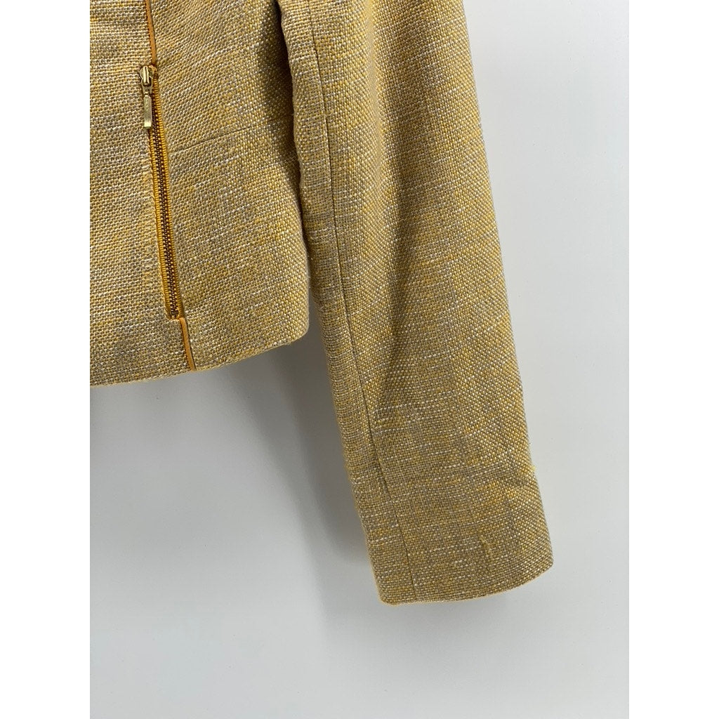 THE LIMITED Women's Yellow Textured Zip-Up Blazer SZ S