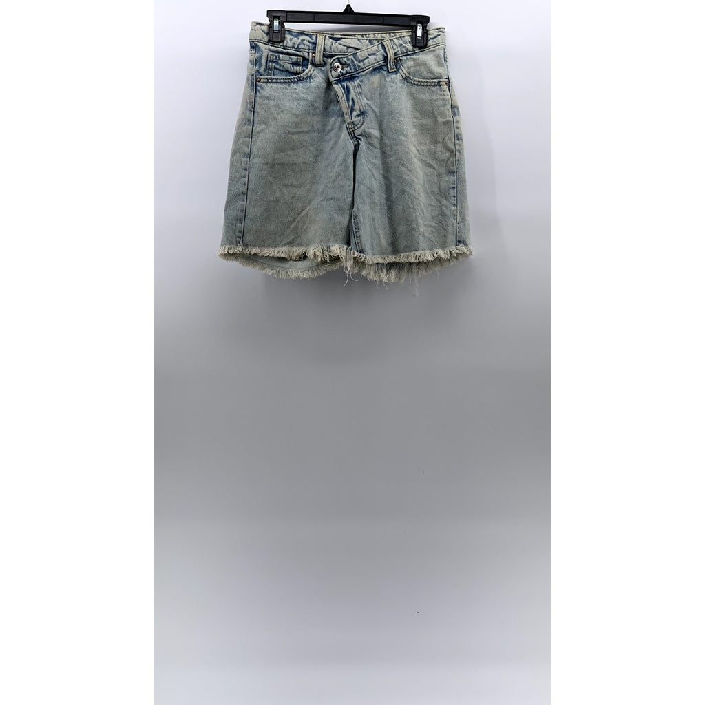 WILD FABLE Women's Light Blue Frayed Asymmetrical Waist High-Rise Shorts SZ 00