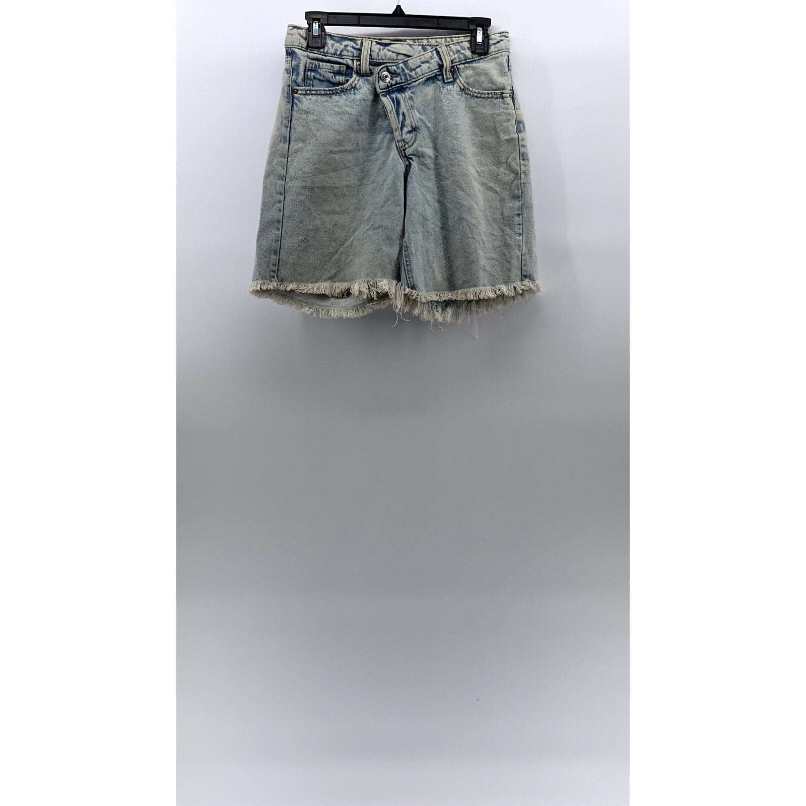 WILD FABLE Women's Light Blue Frayed Asymmetrical Waist High-Rise Shorts SZ 00