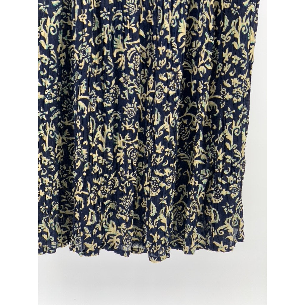 ORVIS Women's Navy Floral Midi Skirt SZ M