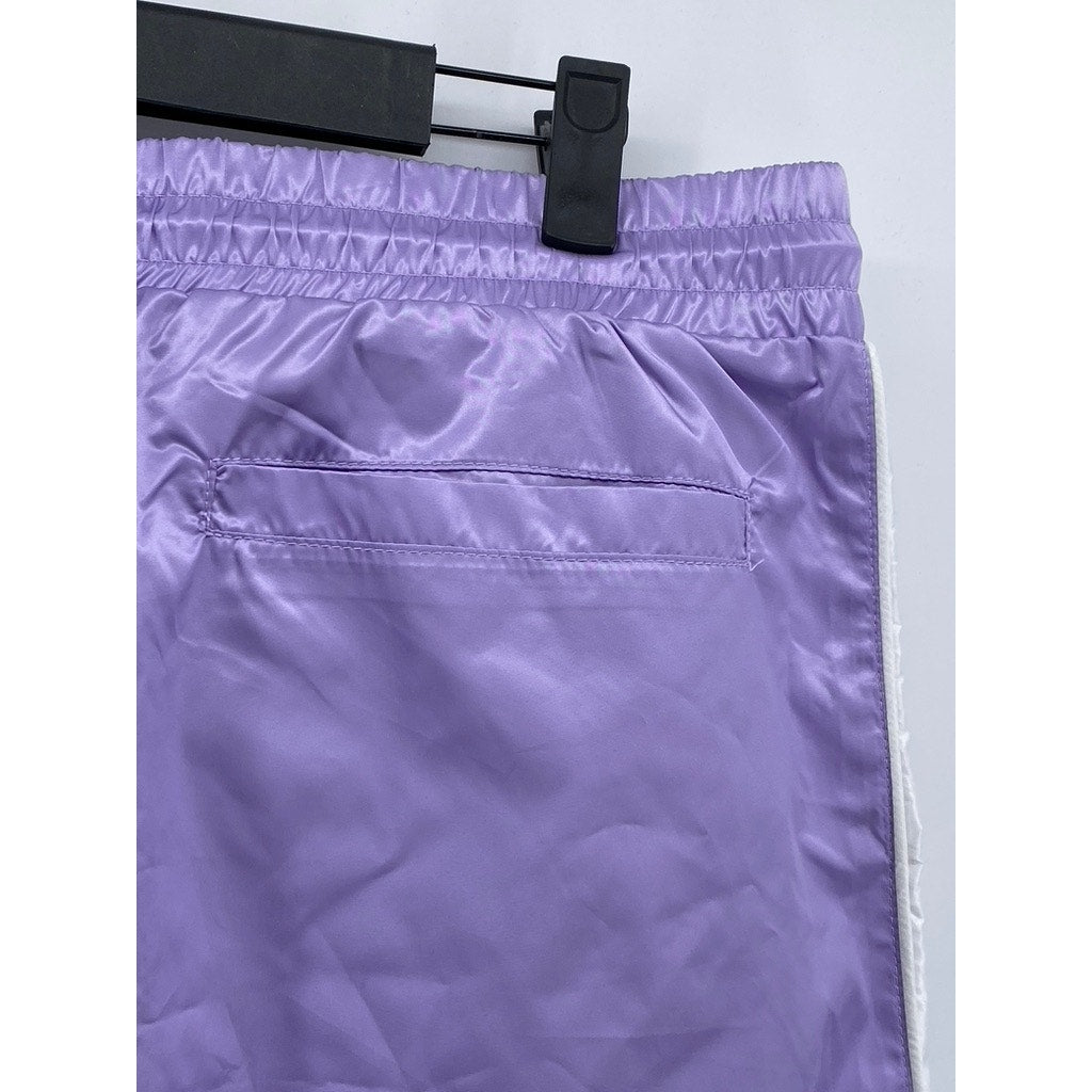 WTHRS Men's Lilac-White Side Stripe Drawstring Activewear Shorts SZ M