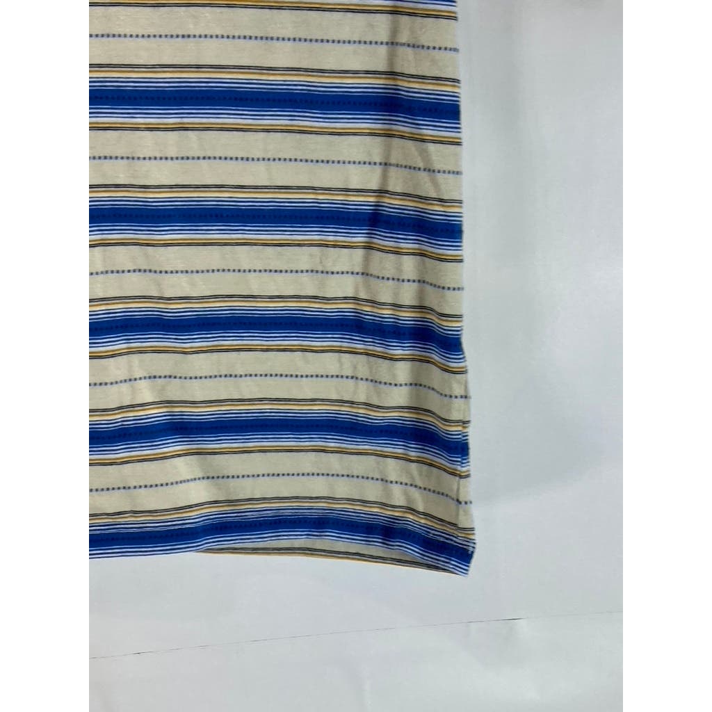 VANS Men's Blue/Beige Striped Crewneck Short Sleeve T-Shirt SZ S