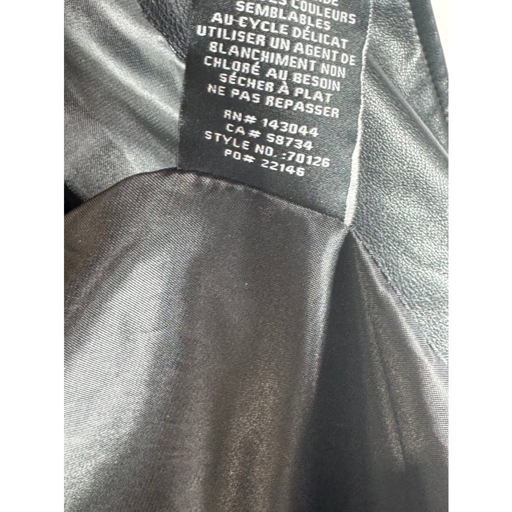 BAGATELLE Women's Black Faux Leather Grunge Chic Open Front Trench Coat SZ S