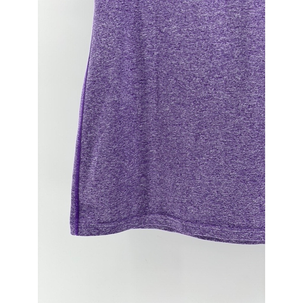 ADIDAS Women's Purple Heather Crewneck Short Sleeve Top SZ L