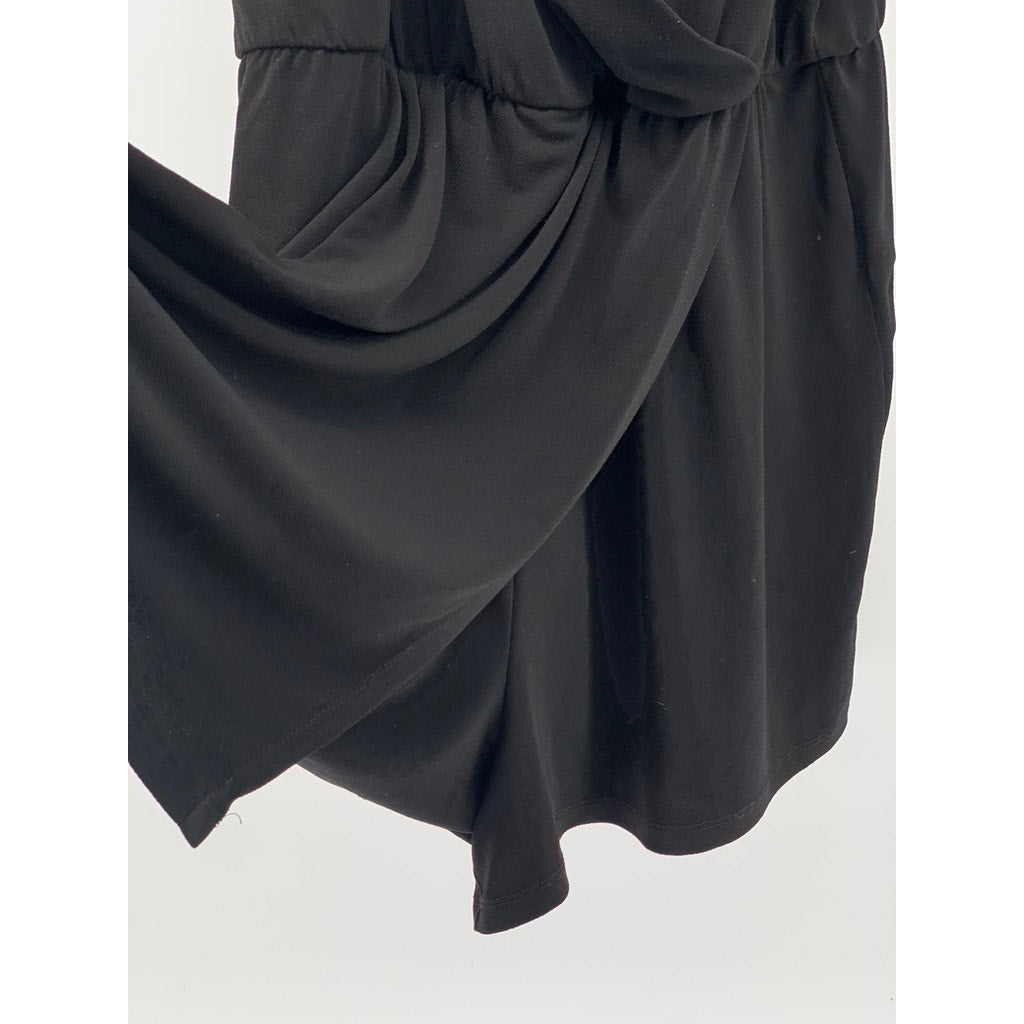 UNBRANDED Women's Black V-Neck Spaghetti Strap Mini Dress SZ L/XL