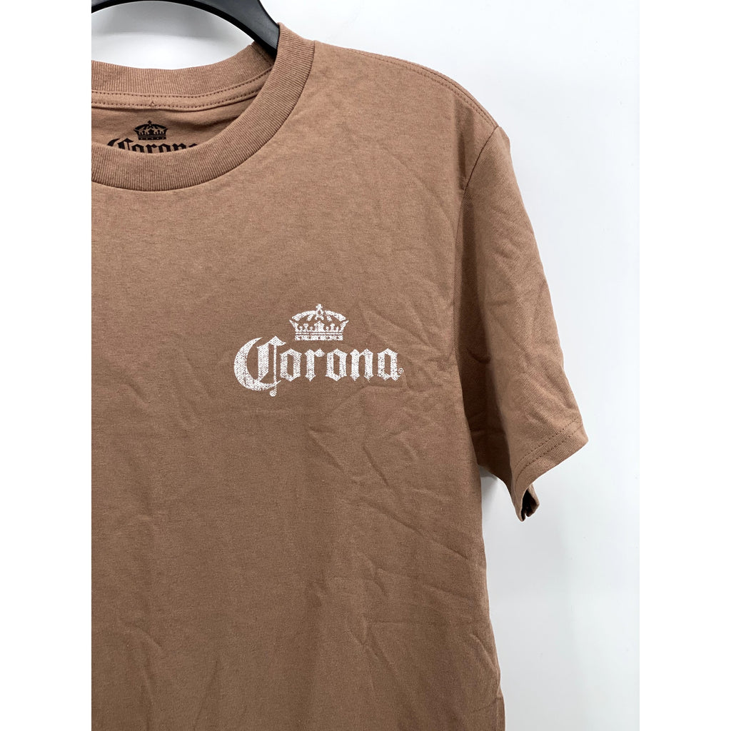 CORONA Men's Brown Graphic Crewneck Casual Short Sleeve T-Shirt SZ S