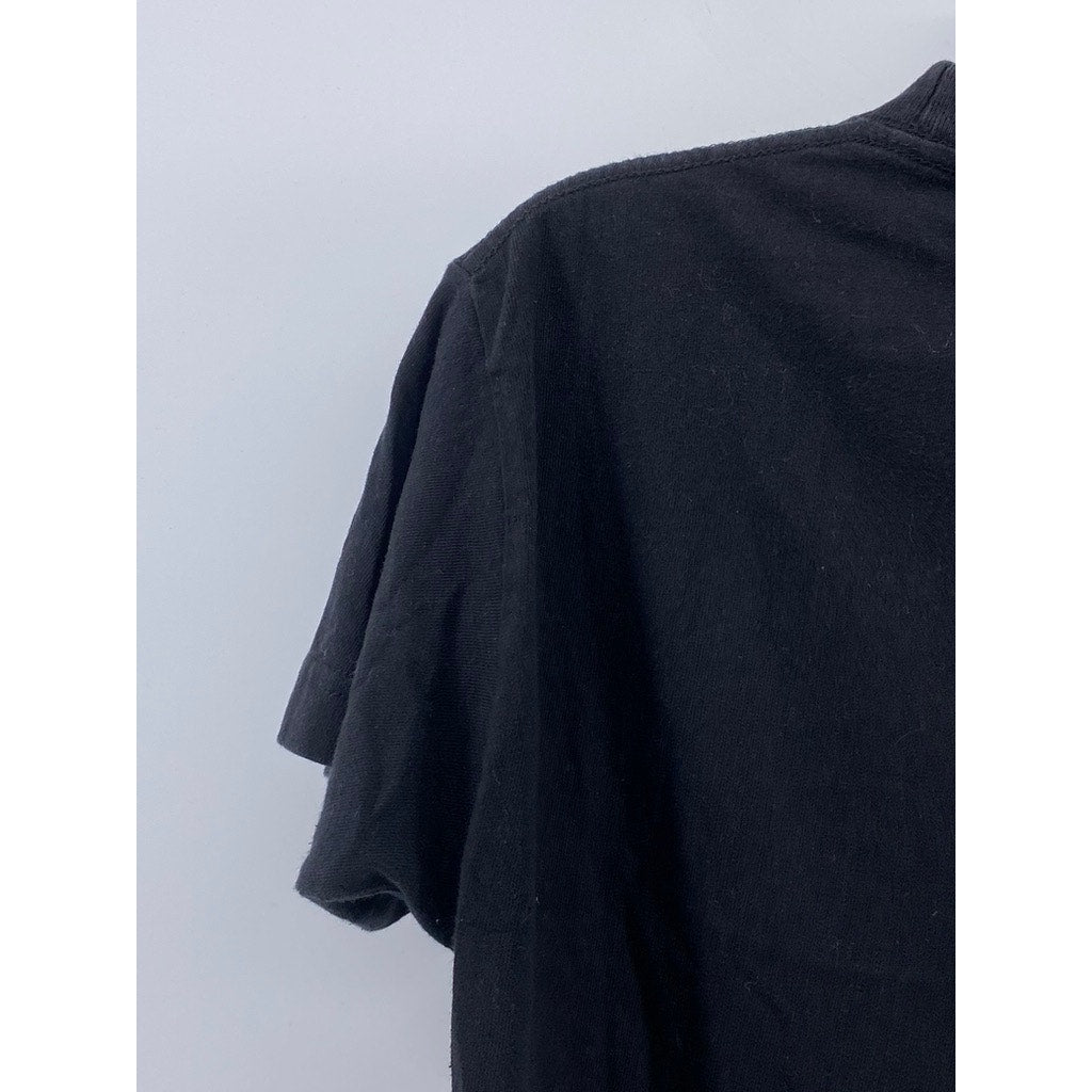 UNBRANDED Men's Black-Red Embroidered Crewneck Short Sleeve Casual T-Shirt SZ S