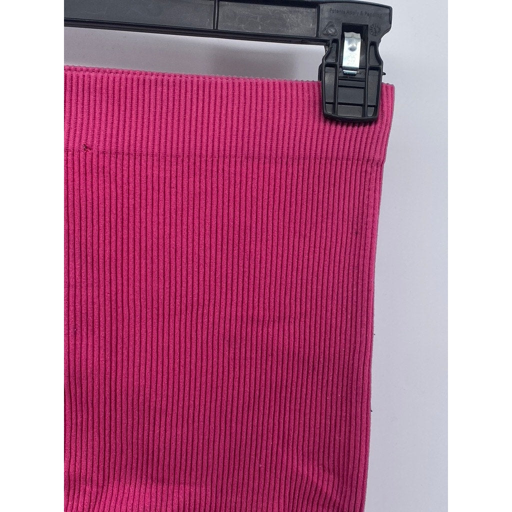 ZARA Women's Fuchsia Ribbed Contour Pull-On Biker Shorts SZ XS-S