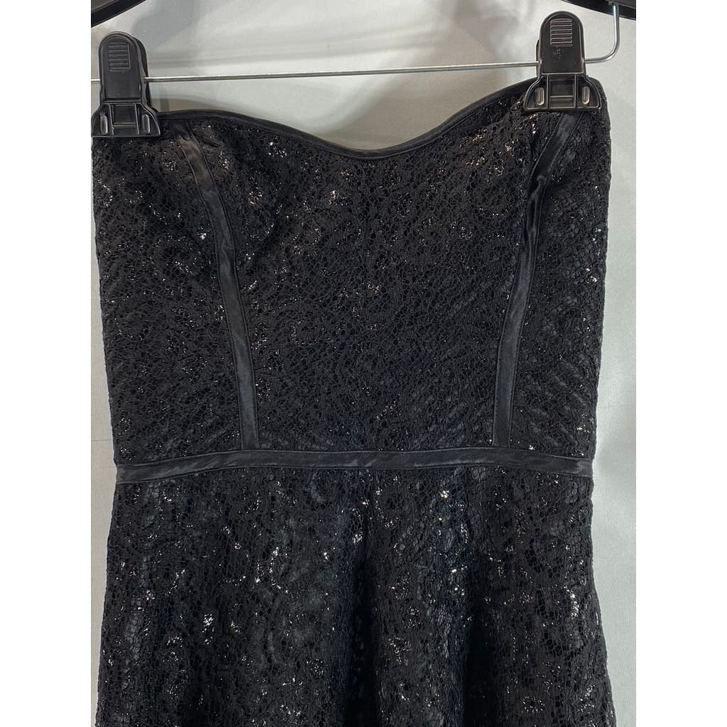 PARKER Women's Black Lace Strapless Fit & Flare Mini Dress SZ XS