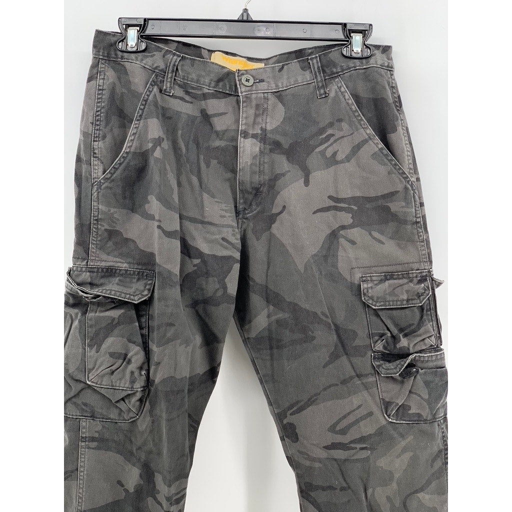 WRANGLER Men’s Charcoal Gray Camo Straight-Leg Cargo Pants SZ 34x32
