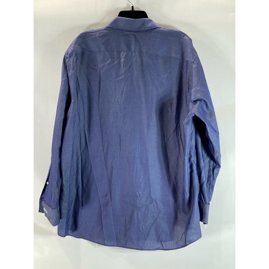 MICHAEL KORS Men's Blue Regular-Fit Non-Iron Button-Up Dress Shirt SZ 17.5 32/33