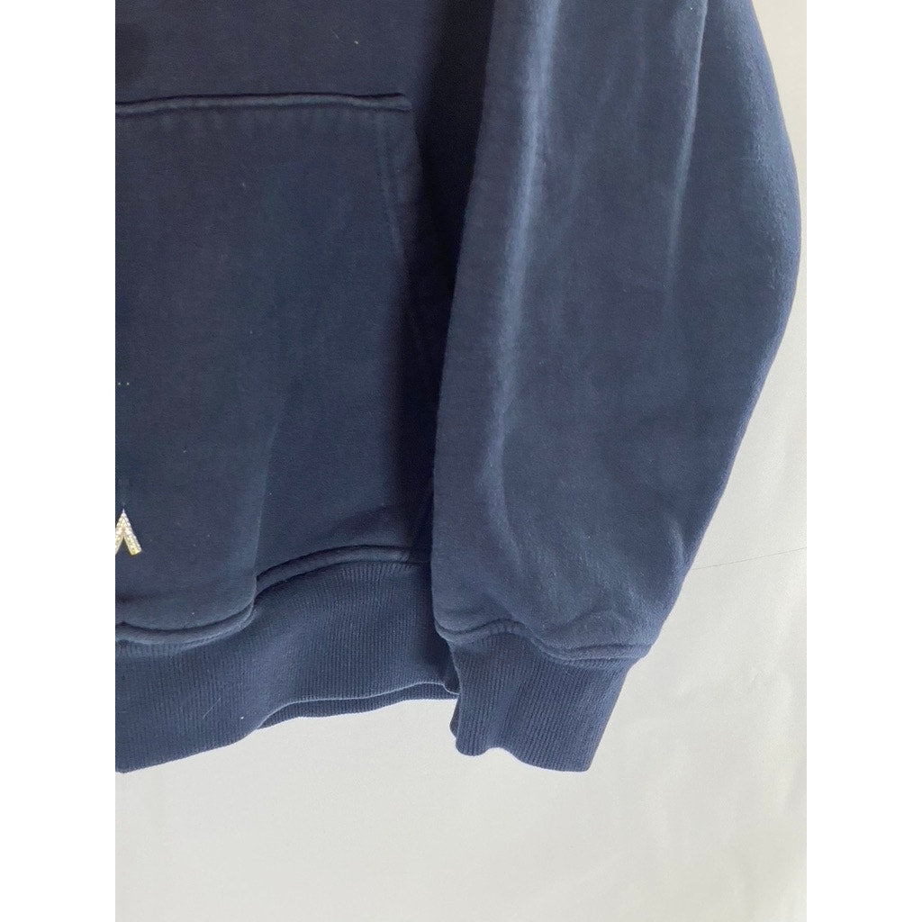 5252 BY OIOI Unisex Dark Navy/Red Patch Logo Casual Hoodie SZ S